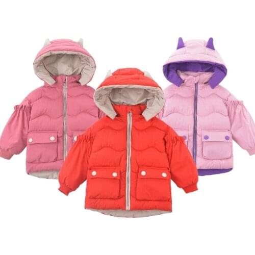 Kids Clothing 2021 Casual Girl Cold Winter Warm Wings Hooded Coat Children Cotton-Padded Clothes Kids Warm Down Jacket 3-6Yrs