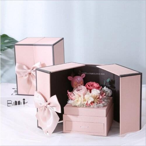 Double-Door High-End Eternal Flower Jewelry Gift Box DIY Creative Handmade Flower Drawer Gift Box