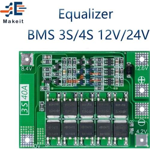 Equalizer 18650 Li-ion Lithium Battery Charger Protection Board Smart BMS 3S/4S 12V/24V 6A/10A/20A/25A/40A/60A With Balancers