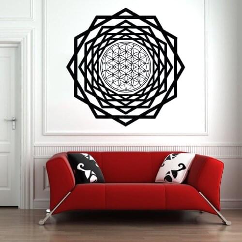 Geometry Wall Stickers Flower Of Life Tunnel Art Vinyl Wall Decal Home Decoration School Classroom Cartoon Kids Room Murals Y855