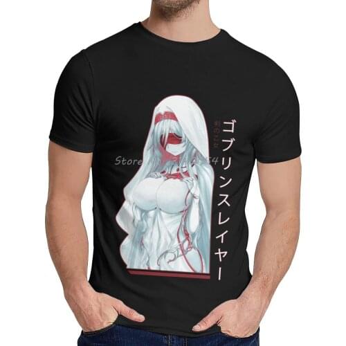 Harajuku Sword Maiden Goblin Slayer Anime T Shirt Men O-neck Cotton T-shirt Anime Tshirt Hip Hop Tees Tops Harajuku