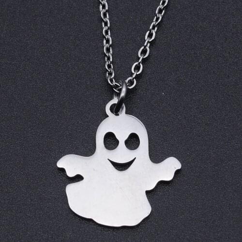 Halloween Ghost Stainless Steel Charm Necklace for Women Dainty Steel Necklaces Accept OEM Order Wholesale Dropshipping