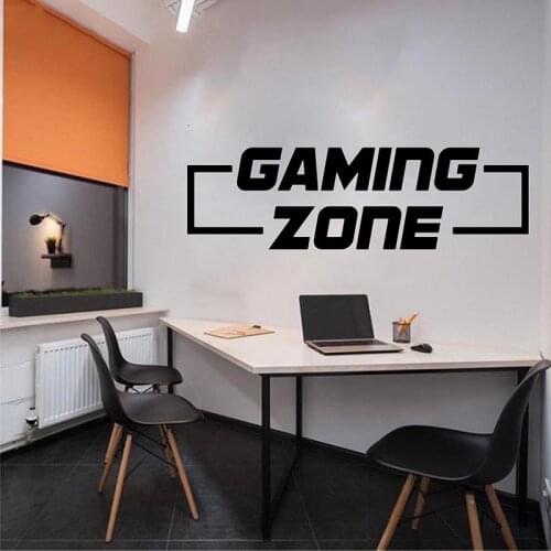 Gaming Zone Video Game Wall Sticker Playroom Bedroom Gaming Zone Gamer Xbox Ps Quote Wall Decal Kids Room Vinyl Decor