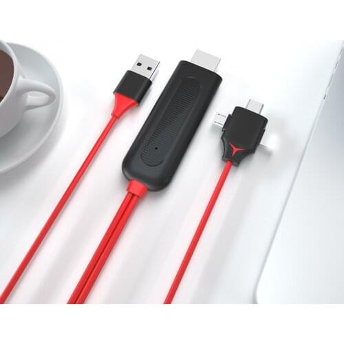 3 in 1 For Lighting Micro USB Type C to HDMI-compatible Adapter Cable Type C for iPhone XS MAX XR for Samsung S10