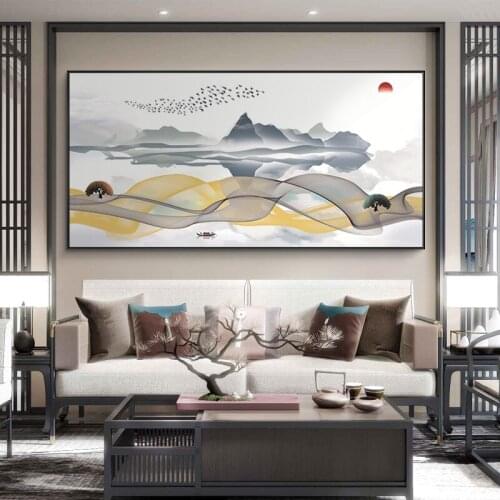 New Chinese style mountains Canvas Painting Modern Landscape Posters and Print Wall Art Cuadro Decor For Living Room Bedroom