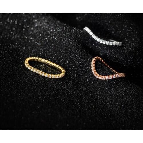 1pc 2mm 100% Authentic REAL.925 Sterling Silver Fine Jewelry Zircon AAAA+ Tennis Ring Eternal Love for Wedding Engagement