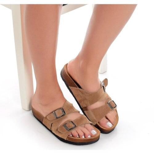 Moosefield Genuine Leather Brown Women 'S Slippers