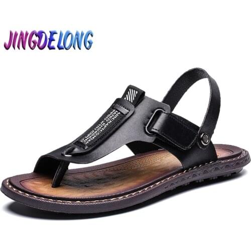 Summer Mens Sandals Leather Breathable Soft Brand Mens Beach Sandals Luxury Handmade Sandals Designer Roman Outdoor Slippers