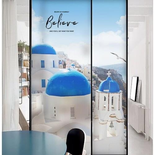 Oia town bathroom frosted film cellophane transparent opaque toilet door anti-peep window sticker