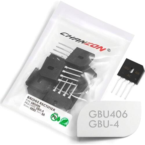 10 Pcs GBU406 Bridge Rectifier Diode 4A 600V GBU-4 (SIP-4) Single Phase Full Wave 4 Amp 600 Volt GBU 406 Silicon