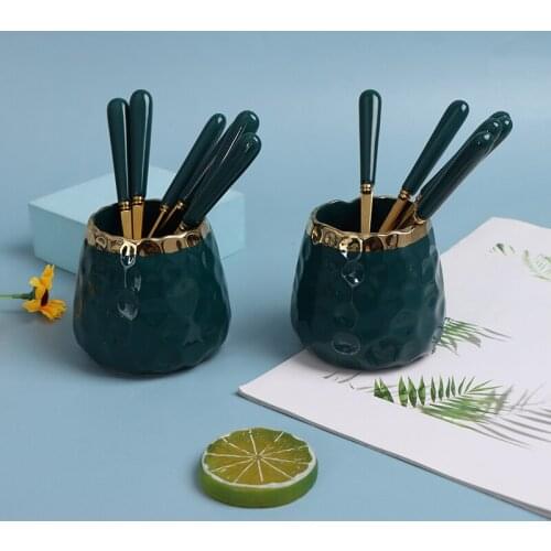 Tableware Marbl Ceramic Cutlery Set Storage Tank Spoon Fork Knife Holder Gift high quality 401 stainless steel