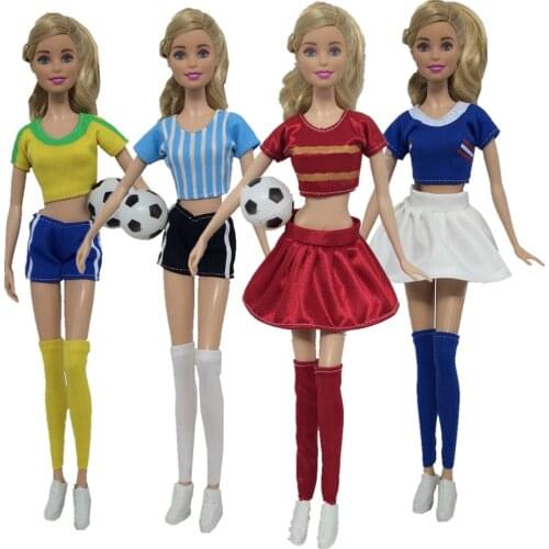 NK 2020 Handmade Doll Fashion Soccer Cup Female Football Player Clothes+Pants+Socks Accessory For Barbie Doll Hot Sale JJ