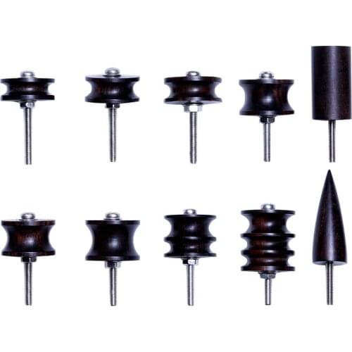 Nonvor 10Pcs Leather Slicker Tool Electric Polishing Grind Slicker Flat/Pointed Head Sandalwood Craft Drill Slicker Shank