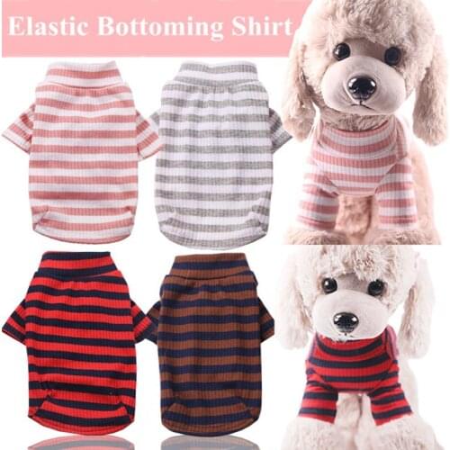 New Fashion Stripe Autumn Spring Dog Clothes cat Dog Vest Soft Cotton Elastic Dog T-Shirt Puppy Dog Sweatshirt Pet Clothing