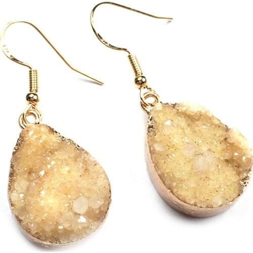 New Women 11 Colors Natural Water Drop Shape Agates Stone Earrings15x25mm