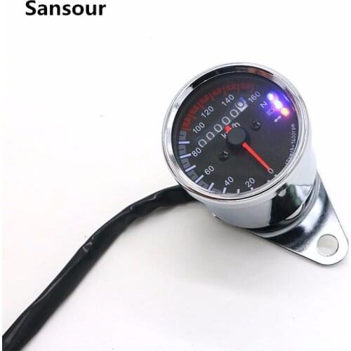 Sansour Motorcycle Speedometer Odometer Gauge ATV Bike Scooter Backlit Dual Speed meter with LED Indicator DC 12V 0~160km/h