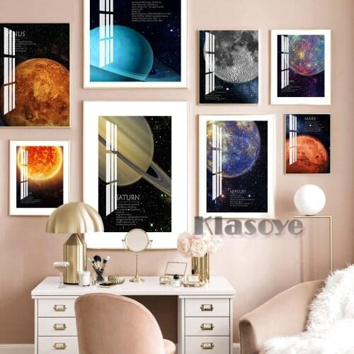 Outer Space Prints Poster Solar System Art Planet Map Painting Canvas Astronomy Gift Universe Galaxy Wall Picture Home Decor