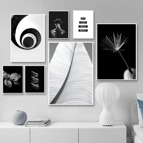 Black White Flower Leaves Landscape Character Abstract Posters and Prints Wall Art Canvas Painting Wall Pictures For Home Decor