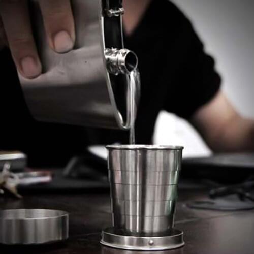 Portable 75ml Stainless Steel Teacup Outdoor Travel Folding Collapsible Cup