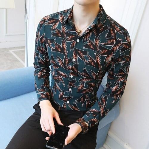 New Shirts for Men 2021 Spring Floral Casual Vintage Camisas Para Hombre High Quality Mens Tops Social Nightclub Party Clothing