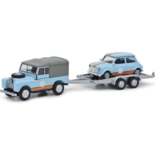 Schuco 1:87 Land Rover 88 mit Hanger/ Mini British Racing GulfDiecast Model Car