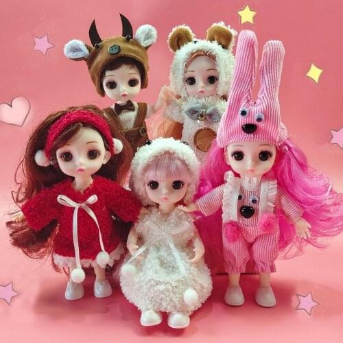 BJD Dolls 1/12 13 Joint Movable 16cm Doll Skirt Jumpsuit Clothes Accessories Fashion Dress Up Doll Clothes Set Girl DIY Toy Gift