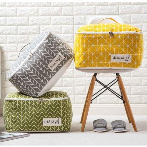 Brief Blanket Storage Bag for Travel Clothes Linen Dustproof Geometric Quilts Organizer Zip Lock Toys Bag Home Storage