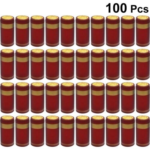 100pcs Heat Shrink Capsules Wine Bottle Capsules Wine Heat Shrinkable Cap Wine Shrink Film Wrap for Straight Mouth Bottle