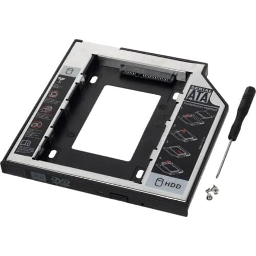 5pcs/lot Universal 9.5mm Plastic+Aluminum 2.5" SATA to SATA HDD SSD Caddy Case HDD Enclosure for Notebook Optical Drive