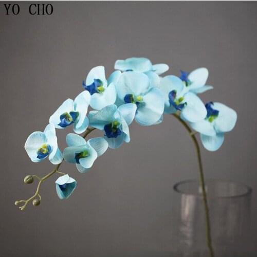 YO CHO Violet Butterfly Orchid Flower Artificial Silk Flower For Wedding Home Party Decoration White Flower Indoor Diy Accessory