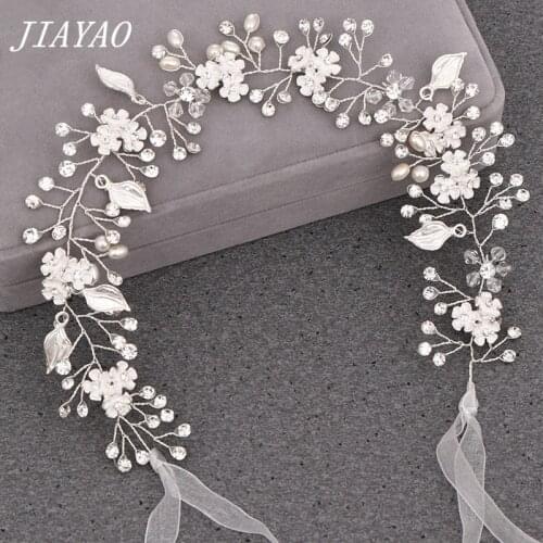 Pearl Rhinestone Wedding Headband Flower Hair Jewelry Bridal Headband Wedding Hair Accessories Tiaras Girls Floral Headband