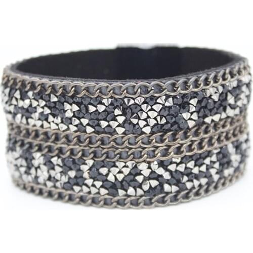 Fashion leather hot drilling bracelet creative personality bracelet for women wrist band for women retail wholesale andwholesale