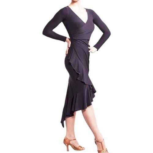 Black Latin Dance Dress For Women Sexy Ballroom Practice Wear Stage Costume Tap Dance Wear Salsa Outfits Designer Clothes JL2159