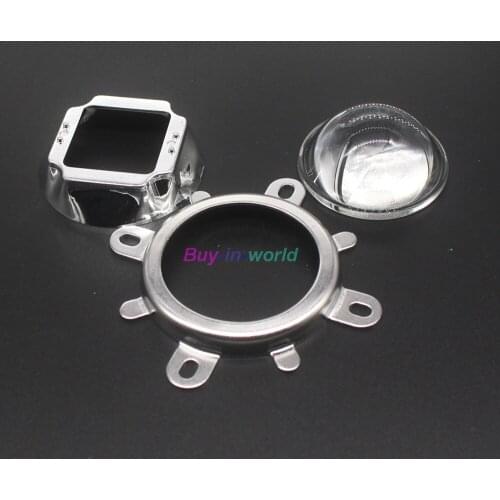 1 set LED Lens Optical Glass 44mm 60 degree 50mm Reflector Collimator Fixed Bracket For 20W 30W 50W 100W COB High Power COB Chip