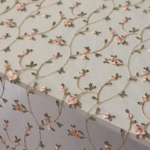 130*100cm Plant garden flower embroiderd lace fabric wedding performance children dress DIY materials patch table coverfree ship