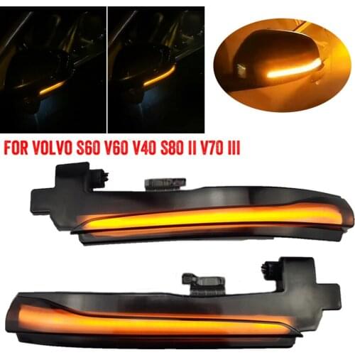 2X For Volvo V40 CC II V60 S60 2011-2018 S80 V70 III Side Mirror Sequential Blinker Indicator Lamp LED Dynamic Turn Signal Light