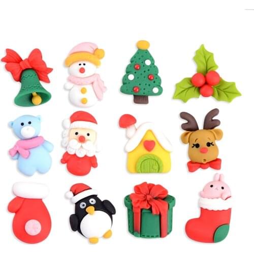30 Pcs Mini Christmas Series Resin Kawaii Scrapbooking Accessories Cabochons for Needlework DIY Craft Supplies Embellishments