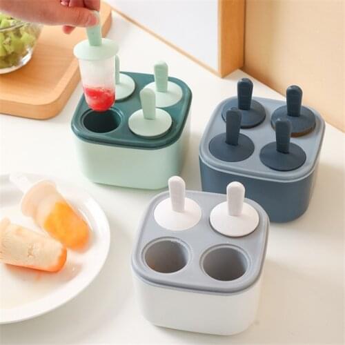 4 Hole Ice Cream Mould Ice Cube Tray Popsicle Barrel Reusable Popsicle Ice Cream Molds Sets Food DIY Tool