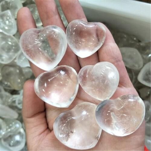 6pcs clear quartz heart crystal heart Jewelry Making clear crystal heart wedding return gift home dec crystal healing