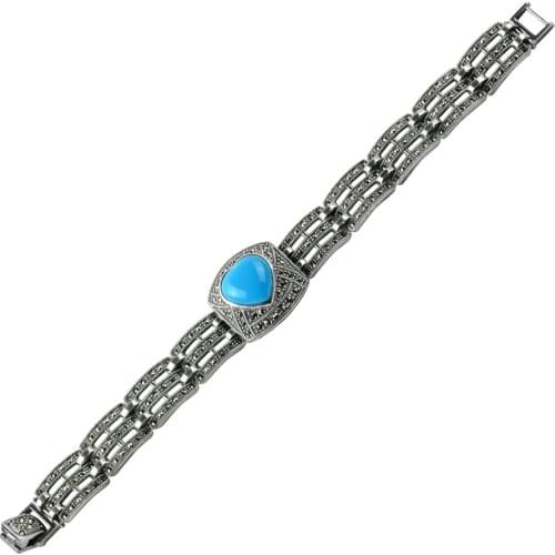 925 Sterling Silver Marcasite Stone Bracelet