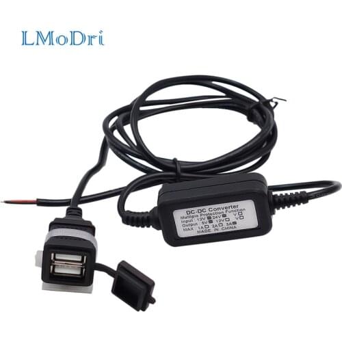 Car Motorcycle USB Charger Waterproof 12V TO 5V Converter Power Supply GPS Phone Universal Fit Free Shipping