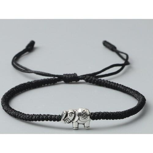 Elephant Charm Bracelet Black Red Thread String Rope Handmade Braided Adjustable Bracelets&Bangles For Women Men Lucky Jewelry