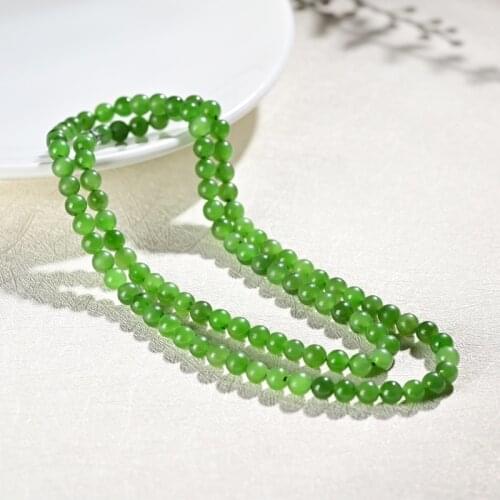 Natural hetian jasper jade beads DIY 100% real green jade bracelets jade gift real jade bead bangle bracelets for women 6mm
