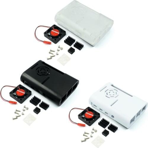 Raspberry Pi 4B ABS injection molded case with a black and white heat dissipation fan