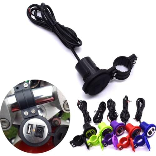 DC 12V-24V USB Phone Charger Motorcycle Charger with Switch Socket Plug Waterproof For Honda CBR250R CBR300R For Yamaha FZ6 mt07
