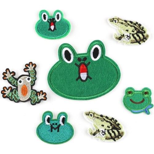 Kids Schoolbag Backpack Decor Cute Cartoon Frog Animal Sticker Embroidered Diy Iron on Patch Accessories