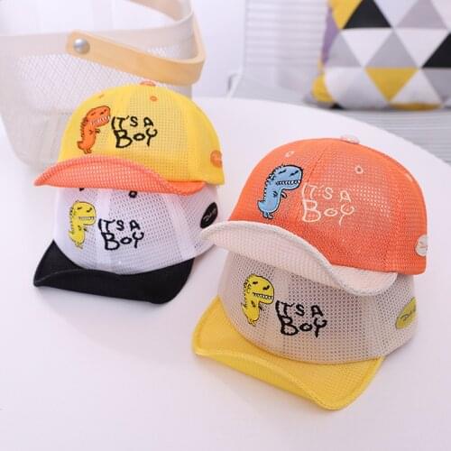 Doitbest Breathable Baby mesh Baseball Cap summer Dinosaur cartoon kids sun Hats Boys Girls Caps childs snapback Hat gorras
