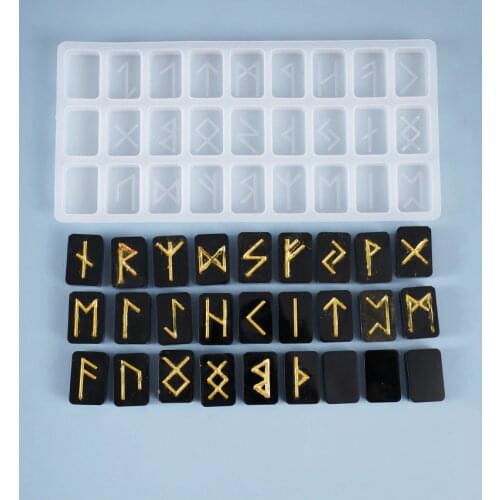 DIY Resin Mold Mirror Energy Rune Symbol Mirror Silicone Crystal Epoxy Mold letter creative personality Rune text silicone mold