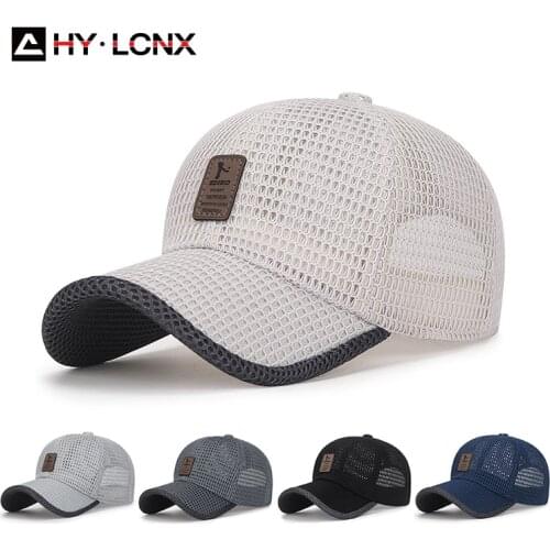 Spring Summer Men Outdoor Sports Leisure Sun Caps Women Cotton Woven Mesh Breathable Solid Color Adjustable Baseball Cap