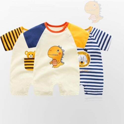 Newborn Infant Baby Girl Boy Romper Summer Short-Sleeve Animal Picture Cartoon Printing One-Pieces Unisex Jumpsuit Baby Clothes